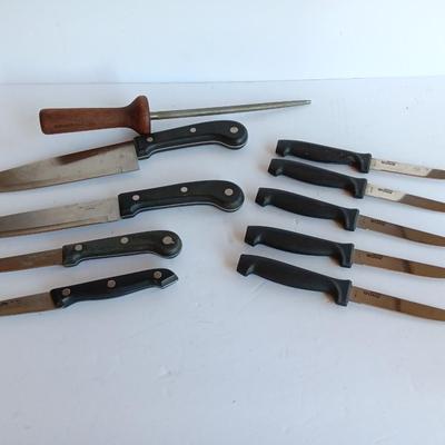 Variety of Kitchen Knives with Knife sharpener