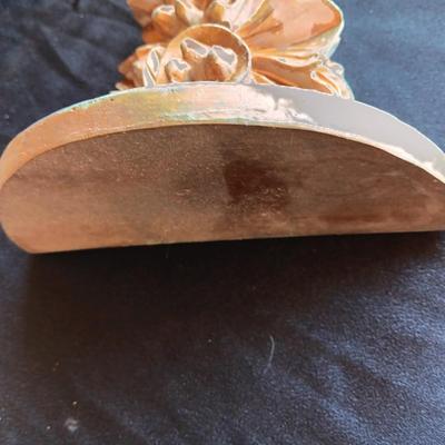 Gold decorative framed wall mirror with wall shelf and Sand dollars