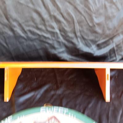 Wood wall mount shelf with Home sweet home wall hanging