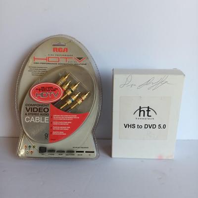 New RCA High performance AUX cables Video Stereo audio 9' long and a VHS to DVD 5.0 unit