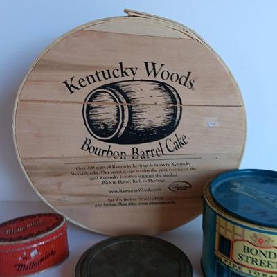 Vintage Bond Street Pipe Tobacco tin, mint tin, and wooden pie box