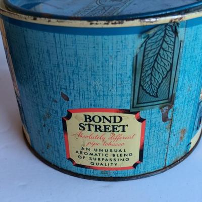 Vintage Bond Street Pipe Tobacco tin, mint tin, and wooden pie box