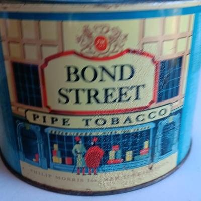 Vintage Bond Street Pipe Tobacco tin, mint tin, and wooden pie box