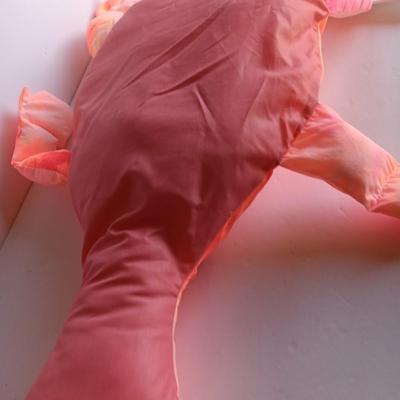 FUN! Pink / Orangish tie die like fabric lizard 45" long with bean bag like feet