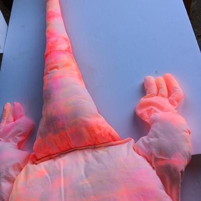 FUN! Pink / Orangish tie die like fabric lizard 45" long with bean bag like feet