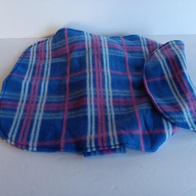 Felt dog coat with several bandanas for a small dog
