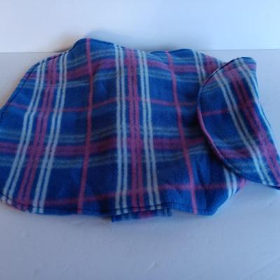 Felt dog coat with several bandanas for a small dog