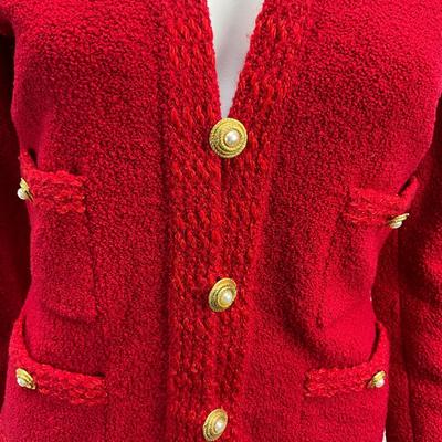 Lot 626 Adolfo @ Saks Fifth Avenue Red Wool Jacket & Matching Skirt