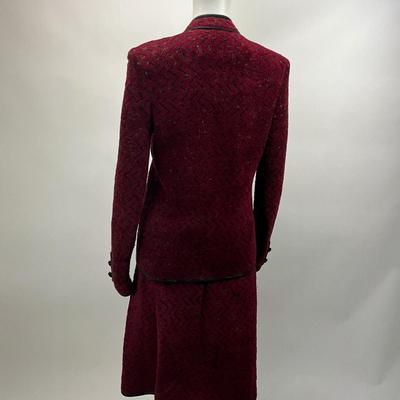 Lot 628. Adolfo @ Saks Fifth Avenue Red Knit Two-piece Suit