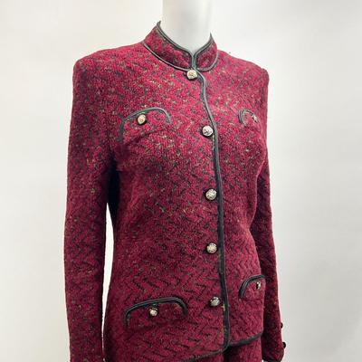 Lot 628. Adolfo @ Saks Fifth Avenue Red Knit Two-piece Suit