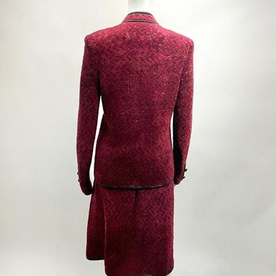 Lot 628. Adolfo @ Saks Fifth Avenue Red Knit Two-piece Suit