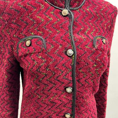 Lot 628. Adolfo @ Saks Fifth Avenue Red Knit Two-piece Suit