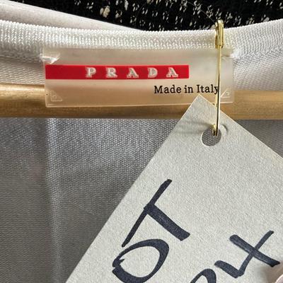 Lot 634 PRADA White Tank with Flowers Bead Work