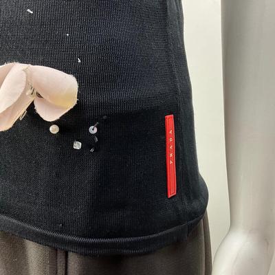 Lot 635 PRADA Black Tank Top with Flowers and Bead Work