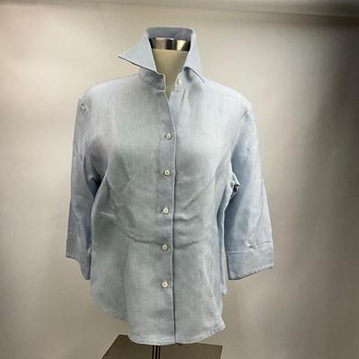 Lot 641 Alain Figaret Linen Blue Blouse & Geoffrey Beene Black Long Sleeve Blouse