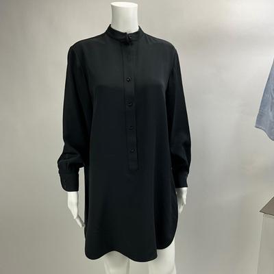 Lot 641 Alain Figaret Linen Blue Blouse & Geoffrey Beene Black Long Sleeve Blouse