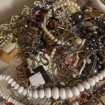 Mixed lot of Costume Jewelry and Mirrored Tray