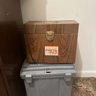 File cabinet, briefcase, wood box and more