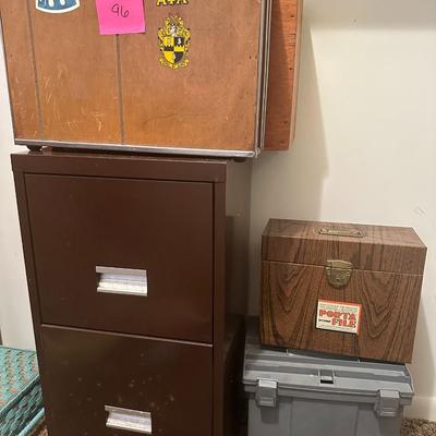 File cabinet, briefcase, wood box and more