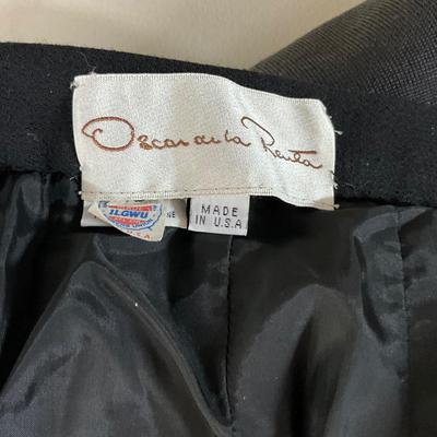 Lot 643 Oscar De La Renta Black Wool Pants & Beaded Sleeveless Black Tie by Oleg Cassini Top
