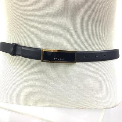 654 St. John Black Leather Belt