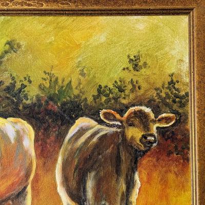Sweet Cows on Canvas, Signed D Meyer