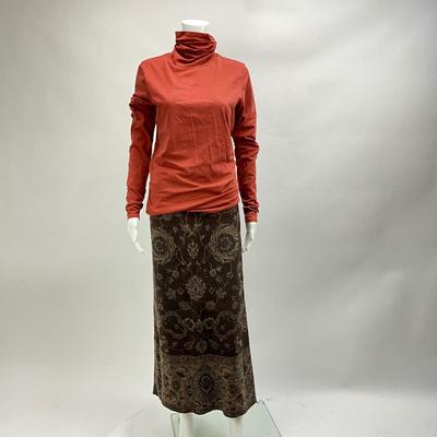 Lot 647 Peruvian Connection Turtleneck & Brown Floral Skirt