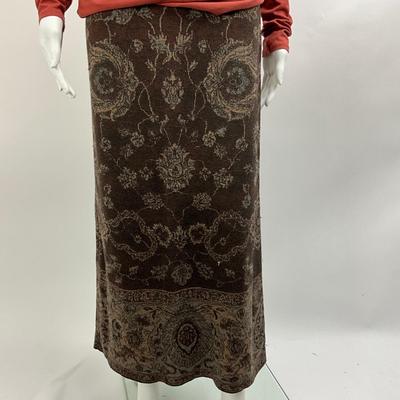Lot 647 Peruvian Connection Turtleneck & Brown Floral Skirt