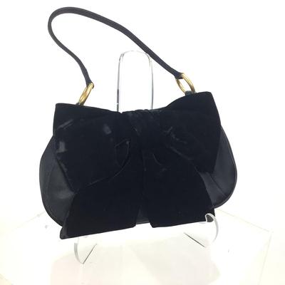 Lot  649 Yves Saint Laurent Black Evening Handbag with Velvet Bow/Gold Hardware