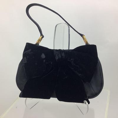 Lot  649 Yves Saint Laurent Black Evening Handbag with Velvet Bow/Gold Hardware