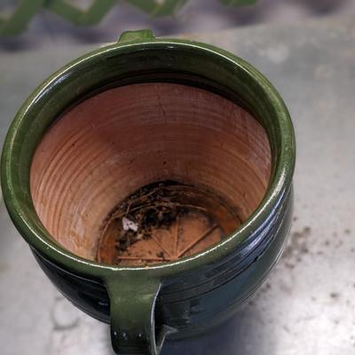 Handled Pottery Vintage Terra Cotta Glazed Urn