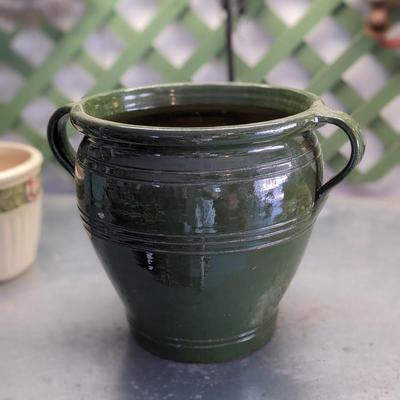 Handled Pottery Vintage Terra Cotta Glazed Urn