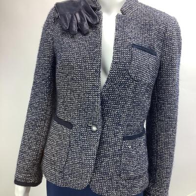 Lot 664. Banana Republic Navy /White Jacket/Blazer & Leather Gloves