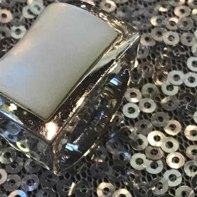 Large S925  Pearlescent White Ring