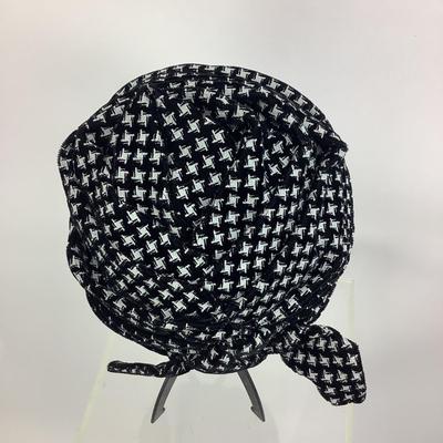 689 Vintage Patrice Black & White Velveteen Wrap Hat
