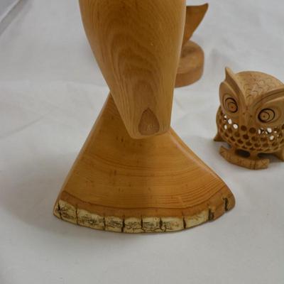 Lot of Carved Wooden Owls 3"-10"