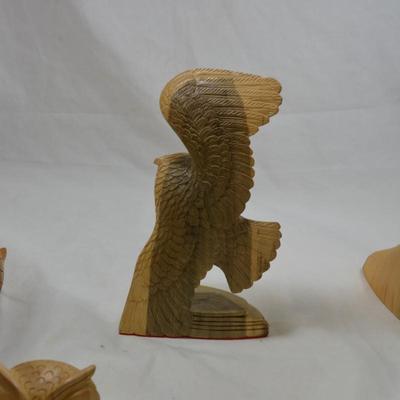 Lot of Carved Wooden Owls 3"-10"