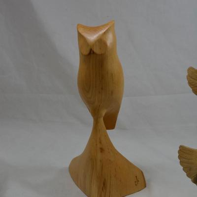 Lot of Carved Wooden Owls 3"-10"