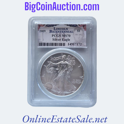 LINCOLN BICENTENNIAL PCGS MS70 SILVER EAGLE 2009