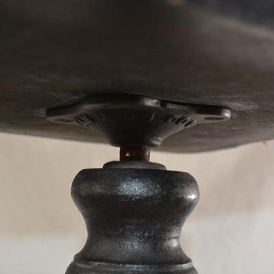 Antique/Vintage Adjustable Wood & Wrought-Iron Piano Stool