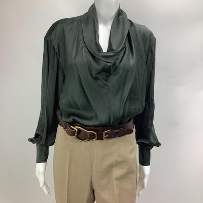 Lot 709. ESCADA Margaretha Ley Silk Blouse, Ralph Lauren ( Black Label) Khaki Pants, Ralph Lauren Belt