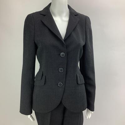 705 AKRIS Black Suit with White Pinstripes