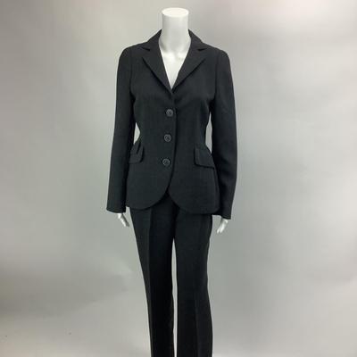 705 AKRIS Black Suit with White Pinstripes