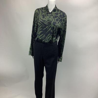 711 Escada Animal Print Silk Blouse & Pants
