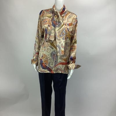 712 Escada Silk Paisley Blouse & Slacks