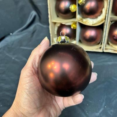 Vintage Blown Glass Burgundy Satin Christmas Holiday Tree Bulbs Balls Ornaments 3"
