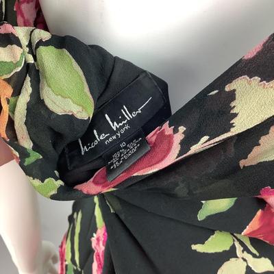 Lot 717 Nicole Miller 100% Silk Floral Dress Size 10