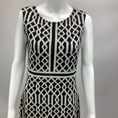 721 St. John Black & White Geometric Print Dress