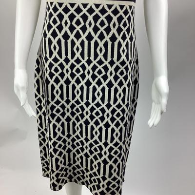 721 St. John Black & White Geometric Print Dress