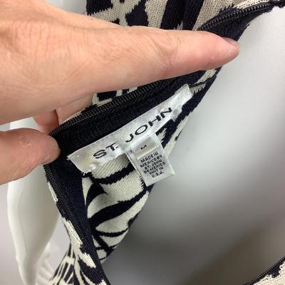 721 St. John Black & White Geometric Print Dress